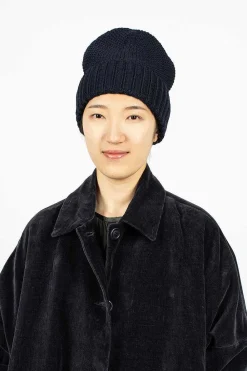 Casey Casey Moss Stitch Beanie Navy| Knitwear