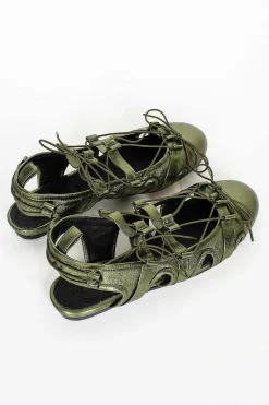 Simone Rocha Nappa Metallic Ballerina Khaki| Shoes