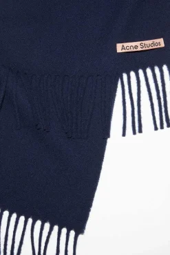 Acne Studios Narrow Wool Scarf Navy| Scarves & Gloves