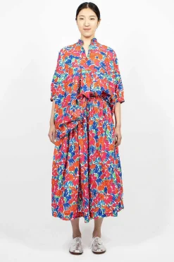 Daniela Gregis Nastro Flower Print Skirt Red/Blue| Skirts
