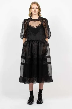 Simone Rocha Open Heart Dress Organza Black| Dresses