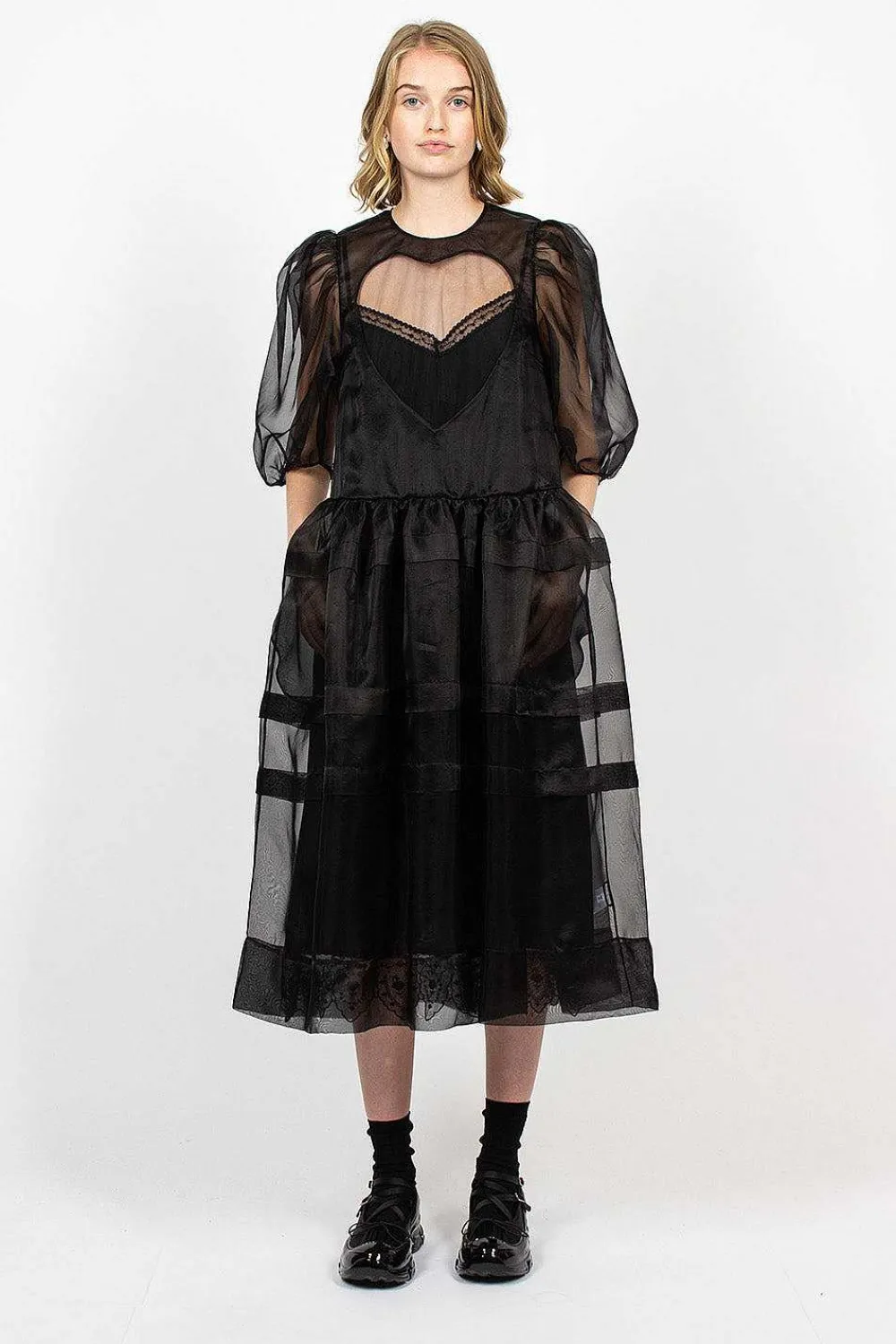 Simone Rocha Open Heart Dress Organza Black| Dresses