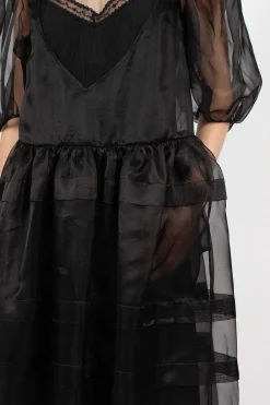 Simone Rocha Open Heart Dress Organza Black| Dresses