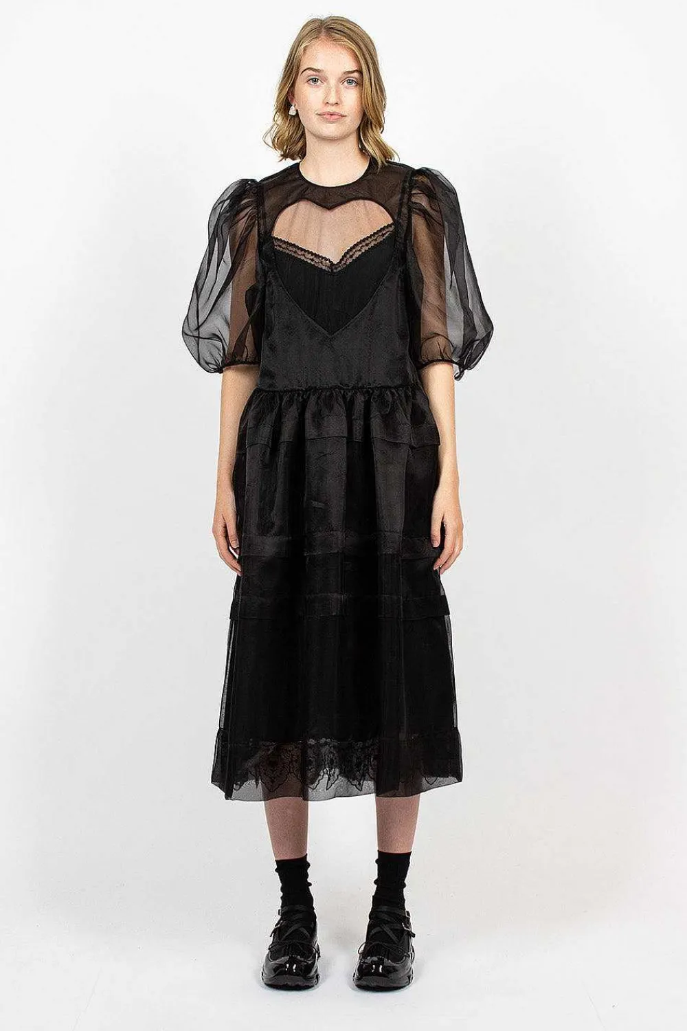 Simone Rocha Open Heart Dress Organza Black| Dresses