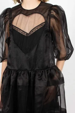 Simone Rocha Open Heart Dress Organza Black| Dresses