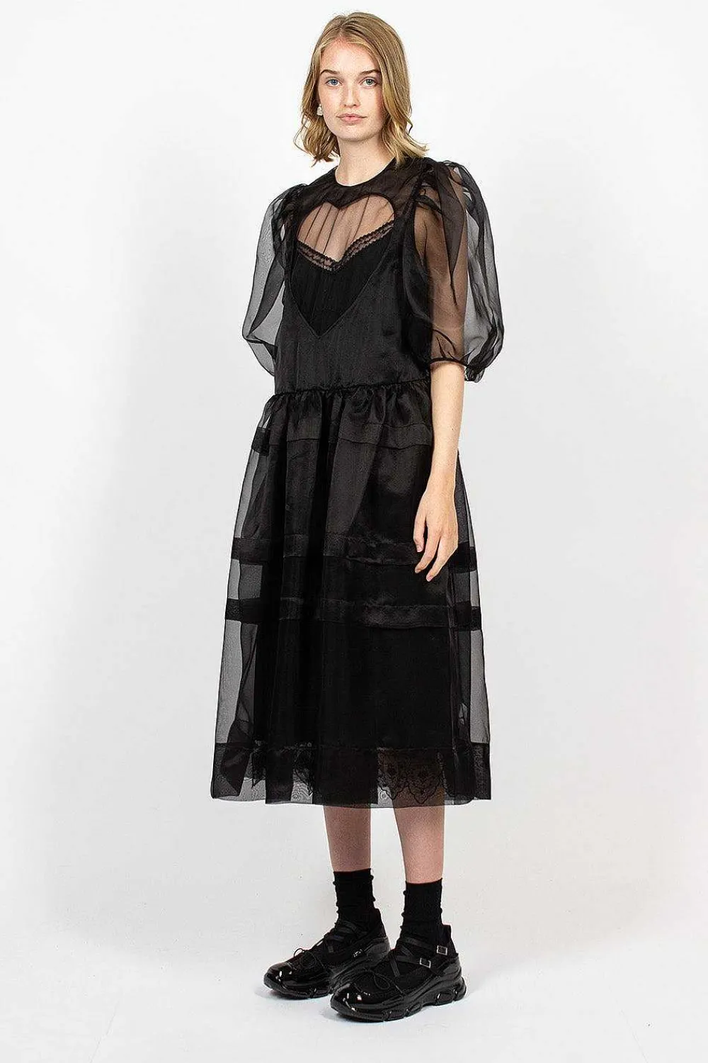 Simone Rocha Open Heart Dress Organza Black| Dresses