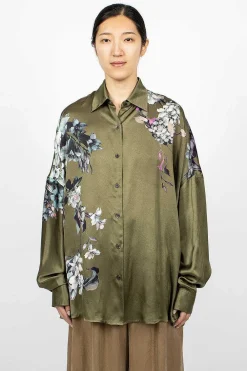 Dries Van Noten Oversized Floral Shirt Khaki| Shirts