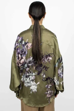 Dries Van Noten Oversized Floral Shirt Khaki| Shirts