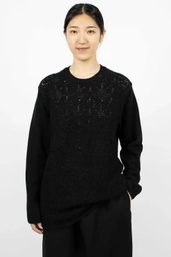 Comme Des Garçons Comme Des Garçons Oversized Flower Crochet Knit Black| Knitwear