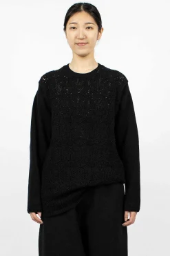 Comme Des Garçons Comme Des Garçons Oversized Flower Crochet Knit Black| Knitwear