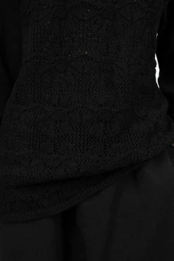 Comme Des Garçons Comme Des Garçons Oversized Flower Crochet Knit Black| Knitwear