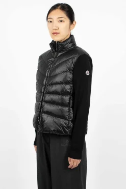 Moncler Padded Wool Cardigan Black| Knitwear