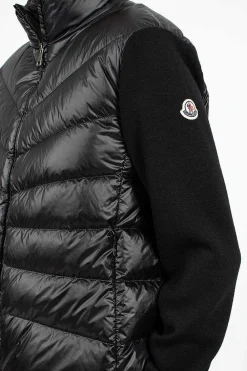 Moncler Padded Wool Cardigan Black| Knitwear