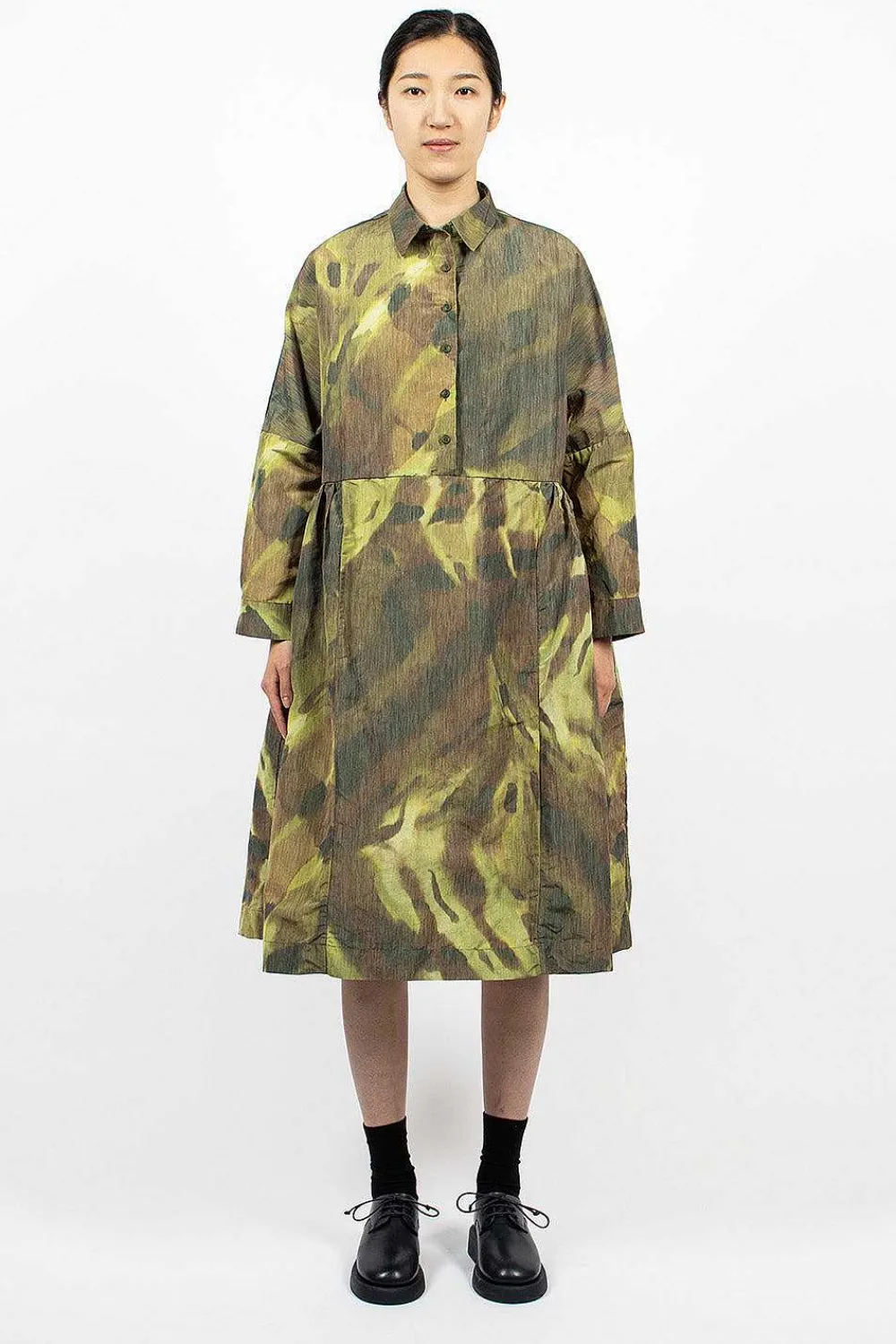 Casey Casey Paga Rouch Dress Ikat Khaki| Dresses
