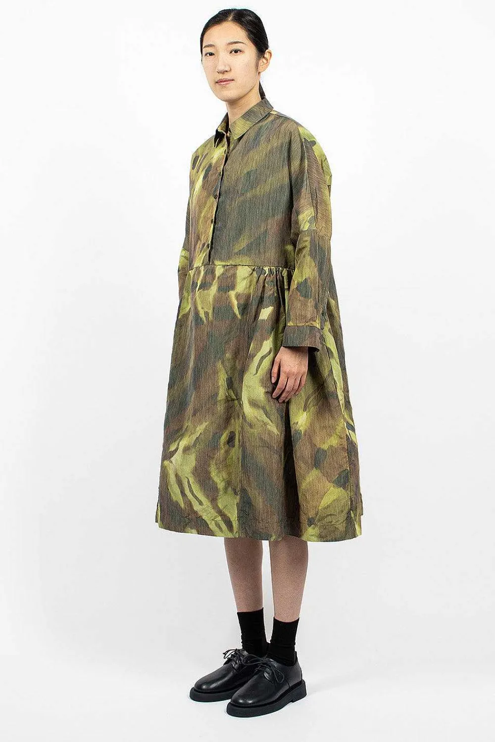 Casey Casey Paga Rouch Dress Ikat Khaki| Dresses