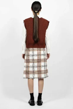 Margaret Howell Painted Check Wrap Skirt Off-White/Black/Tan| Skirts