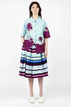 Dries Van Noten Palm Printed Shirt Blue/Purple| Shirts