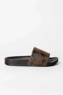 Needles Papillon Shower Slide Black/Brown| Shoes