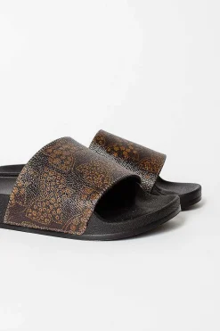 Needles Papillon Shower Slide Black/Brown| Shoes