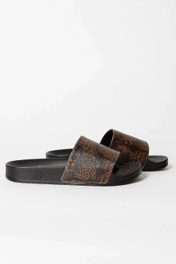 Needles Papillon Shower Slide Black/Brown| Shoes