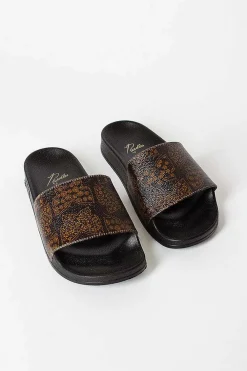 Needles Papillon Shower Slide Black/Brown| Shoes