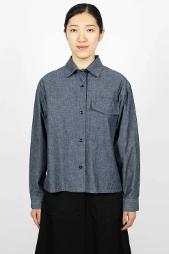 Margaret Howell Patch Pocket Denim Canvas Shirt| Shirts