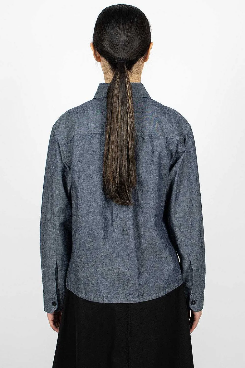 Margaret Howell Patch Pocket Denim Canvas Shirt| Shirts