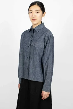 Margaret Howell Patch Pocket Denim Canvas Shirt| Shirts