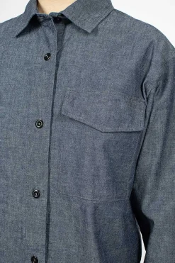 Margaret Howell Patch Pocket Denim Canvas Shirt| Shirts