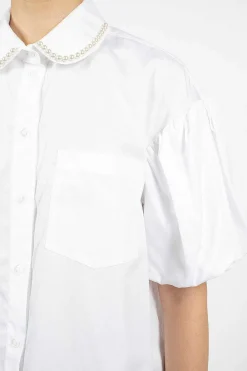 Simone Rocha Pearl Embellished Shirt White| Shirts