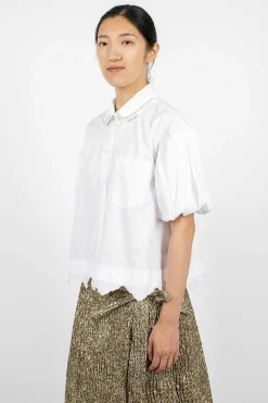 Simone Rocha Pearl Embellished Shirt White| Shirts
