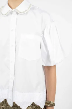 Simone Rocha Pearl Embellished Shirt White| Shirts