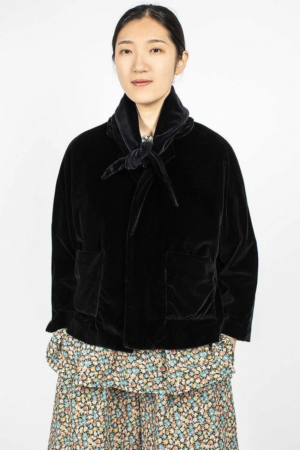 Daniela Gregis Peony Jacket Black Velvet| Outerwear