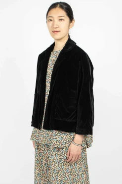 Daniela Gregis Peony Jacket Black Velvet| Outerwear