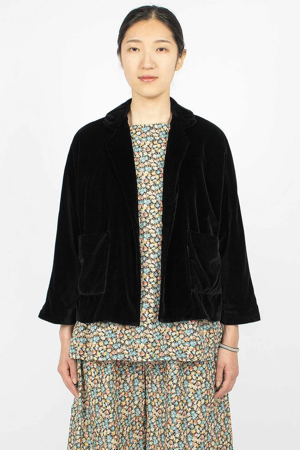 Daniela Gregis Peony Jacket Black Velvet| Outerwear