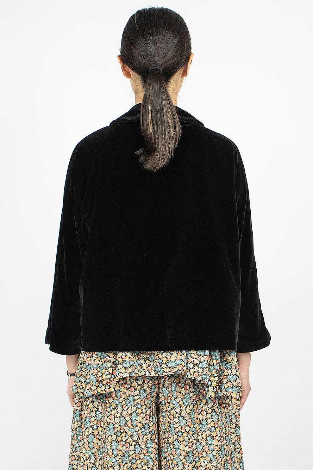 Daniela Gregis Peony Jacket Black Velvet| Outerwear