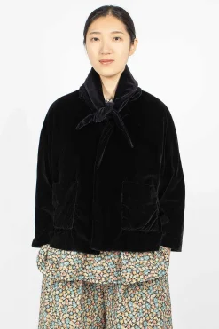 Daniela Gregis Peony Jacket Black Velvet| Outerwear