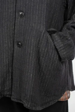 Vlas Blomme Pinstripe Jacket Charcoal| Outerwear