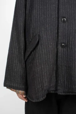 Vlas Blomme Pinstripe Jacket Charcoal| Outerwear