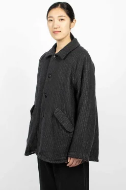 Vlas Blomme Pinstripe Jacket Charcoal| Outerwear
