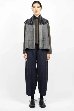 Vlas Blomme Plaid Cape Heather Grey| Knitwear