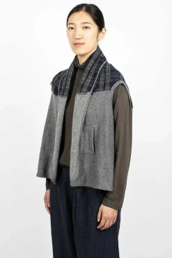 Vlas Blomme Plaid Cape Heather Grey| Knitwear