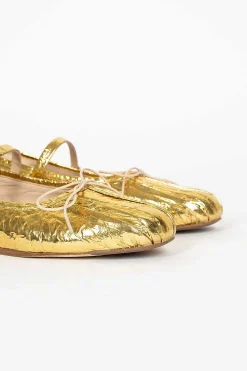 Simone Rocha Pleated Toe Ballerina Gold| Shoes