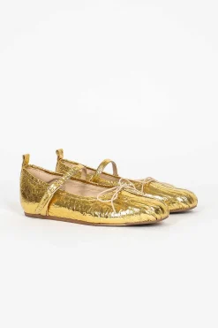 Simone Rocha Pleated Toe Ballerina Gold| Shoes