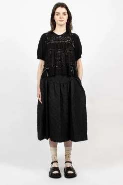 Simone Rocha Pointelle Knit Jumper Black| Knitwear