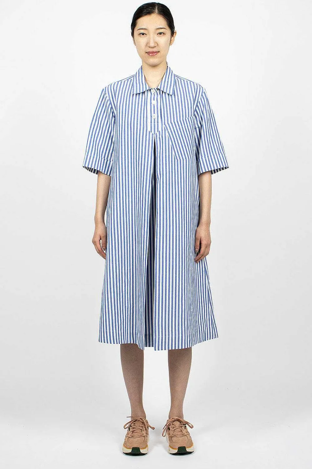Margaret Howell Polo Dress Candy Stripe Blue/White| Dresses