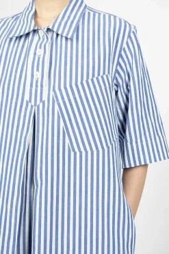 Margaret Howell Polo Dress Candy Stripe Blue/White| Dresses