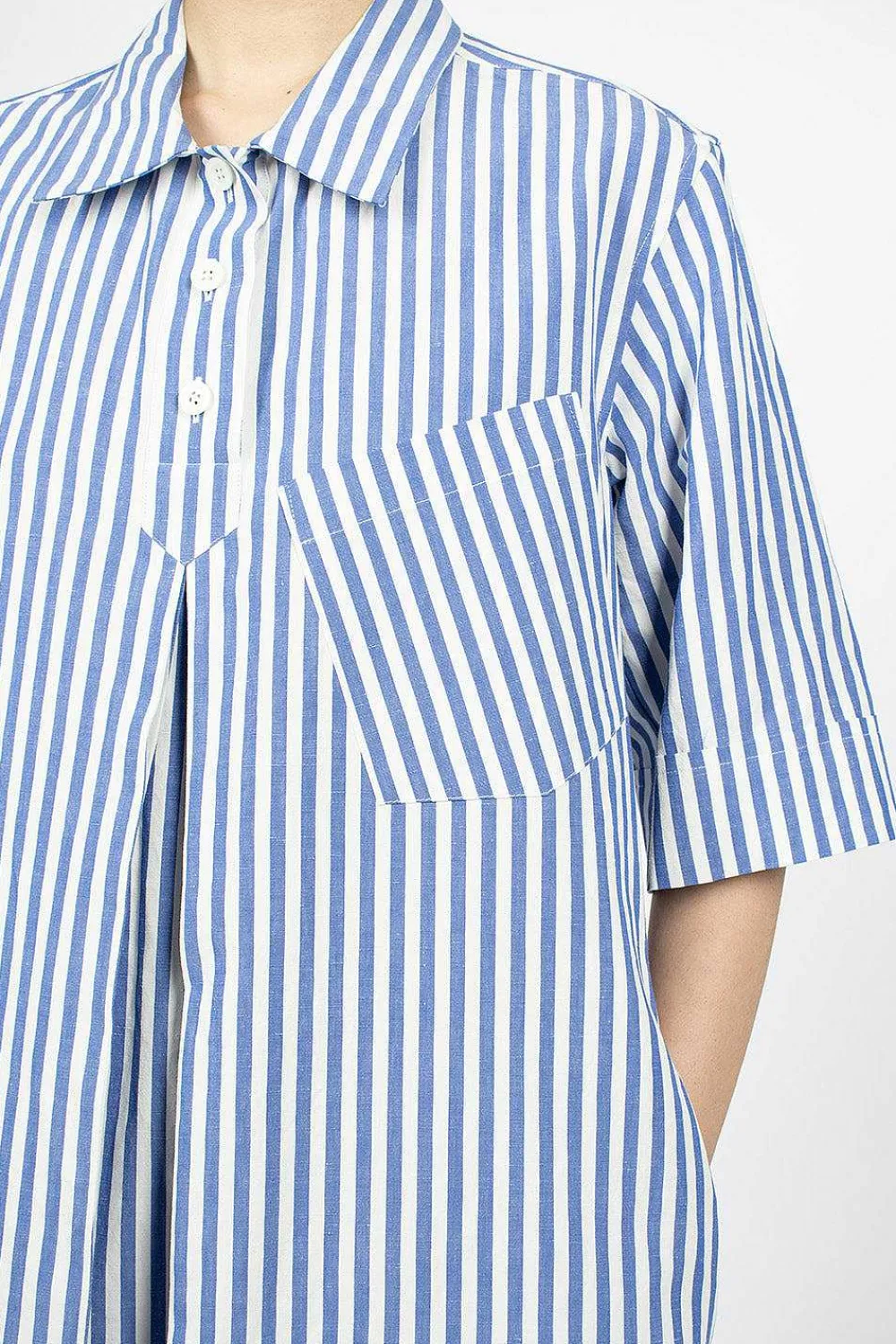 Margaret Howell Polo Dress Candy Stripe Blue/White| Dresses