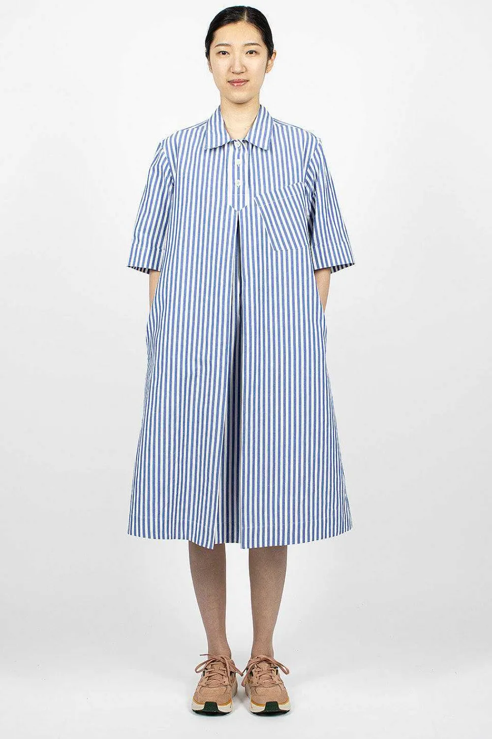 Margaret Howell Polo Dress Candy Stripe Blue/White| Dresses