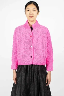 Daniela Gregis Pomegranate Bomber Knit Neon Fuchsia| Outerwear
